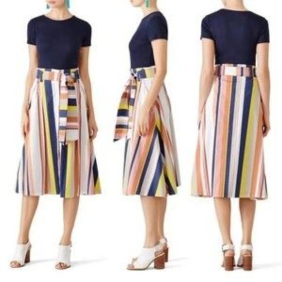 Tanya Taylor  Alibi Striped Shelby Tie Waist Skirt Size 2 - Picture 1 of 11
